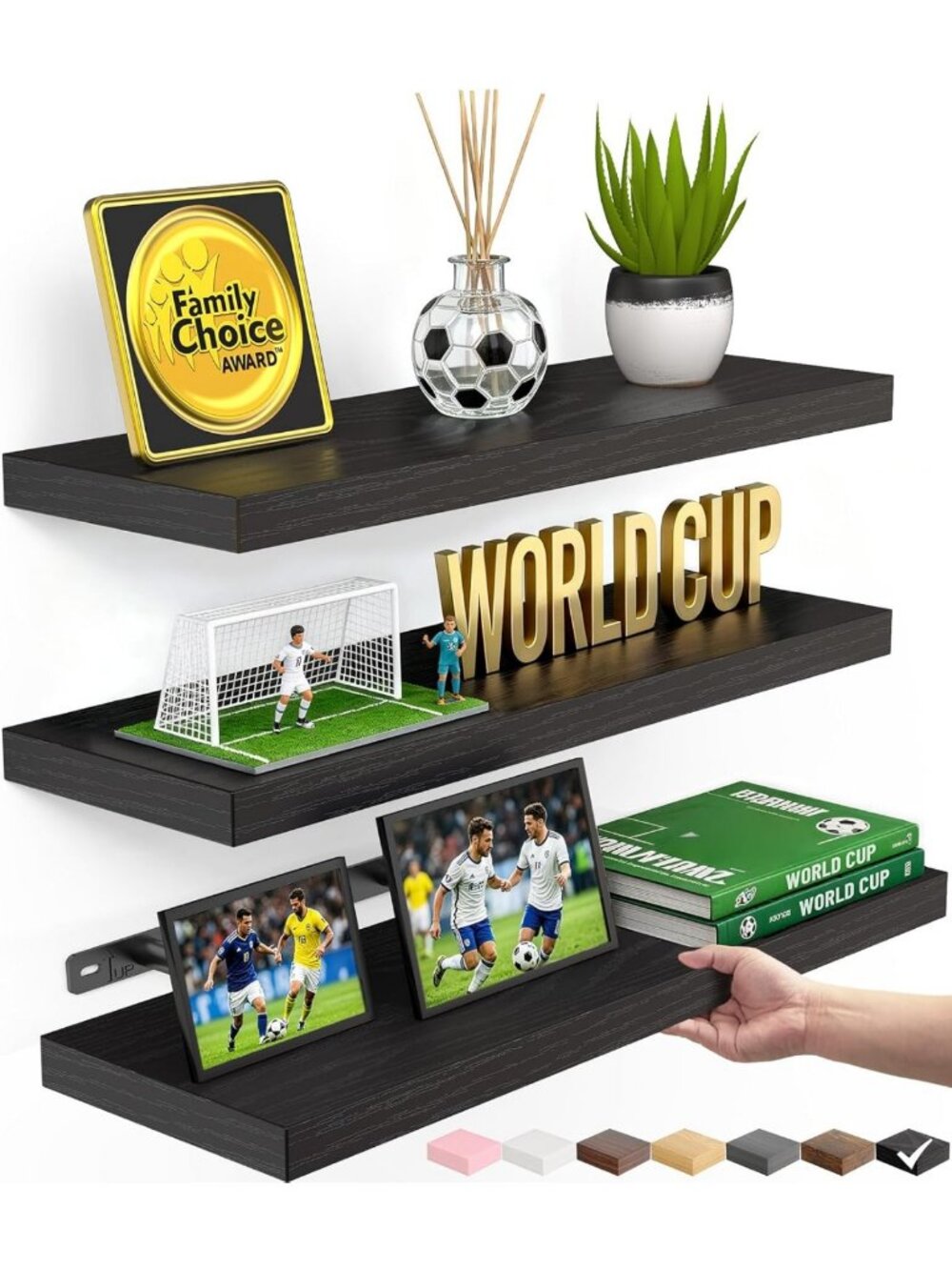 Rustic Floating Wall Shelves Set of 3 - Versatile Storage & Decor for Any Room